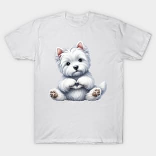 Valentine West Highland White Terrier Dog Giving Heart Hand Sign T-Shirt